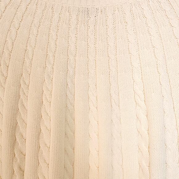 Talbot's Cream White Cable Knit Cotton Pullover Sweater with 3/4 Sleeves - Picture 2 of 5